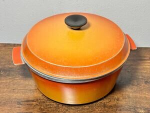 Vintage 1970s Flame Orange Aluminum Namco Australia Dutch Oven 4Qt with Lid